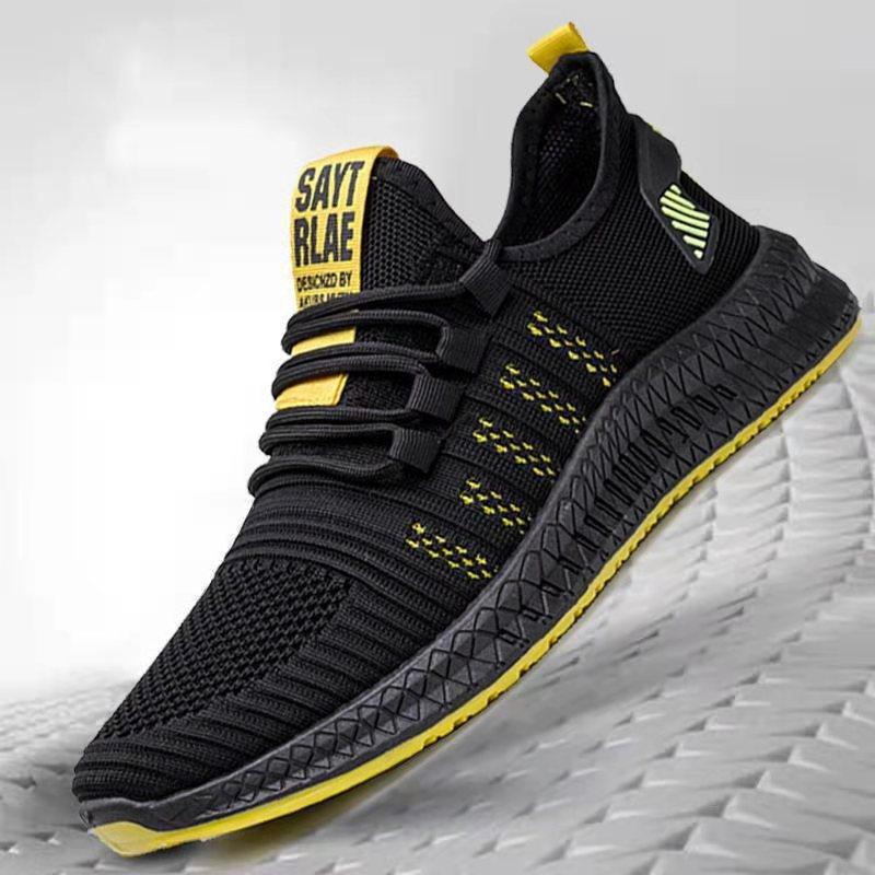 Men's Breathable Mesh Sneakers | Lightweight Non-Slip | Orange Sole | Running & Walking