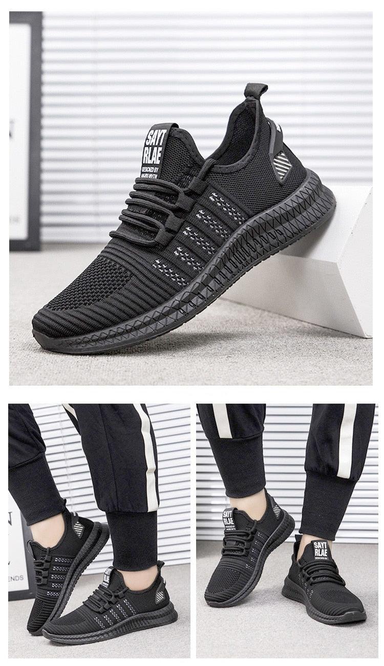 Men's Breathable Mesh Sneakers | Lightweight Non-Slip | Orange Sole | Running & Walking