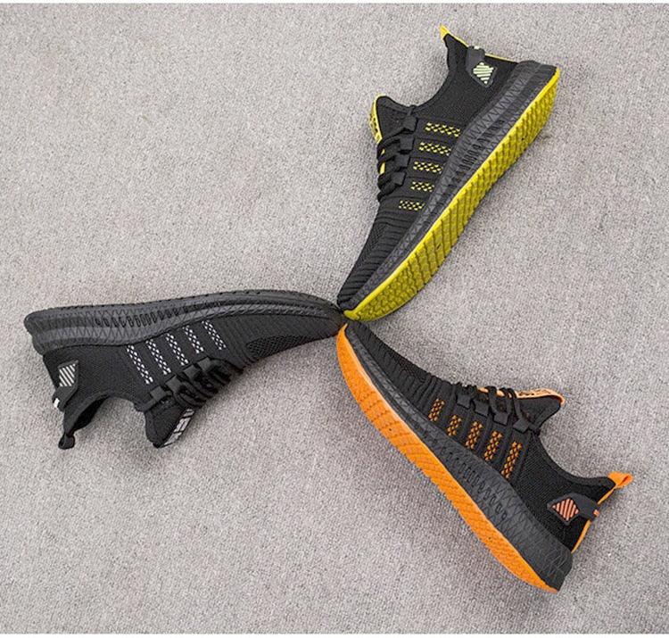 Men's Breathable Mesh Sneakers | Lightweight Non-Slip | Orange Sole | Running & Walking