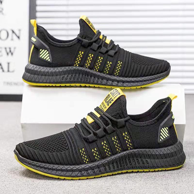 Men's Breathable Mesh Sneakers | Lightweight Non-Slip | Orange Sole | Running & Walking