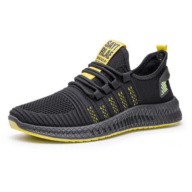 Men's Breathable Mesh Sneakers | Lightweight Non-Slip | Orange Sole | Running & Walking