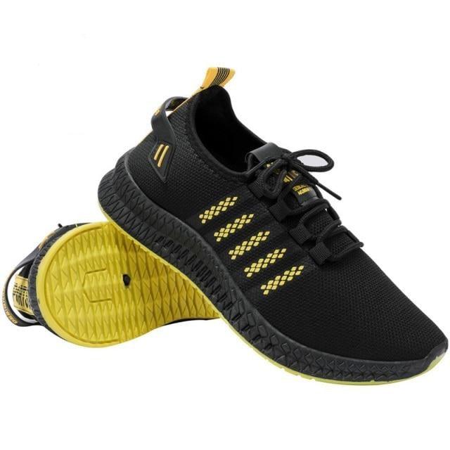 Men's Breathable Mesh Sneakers | Lightweight Non-Slip | Orange Sole | Running & Walking