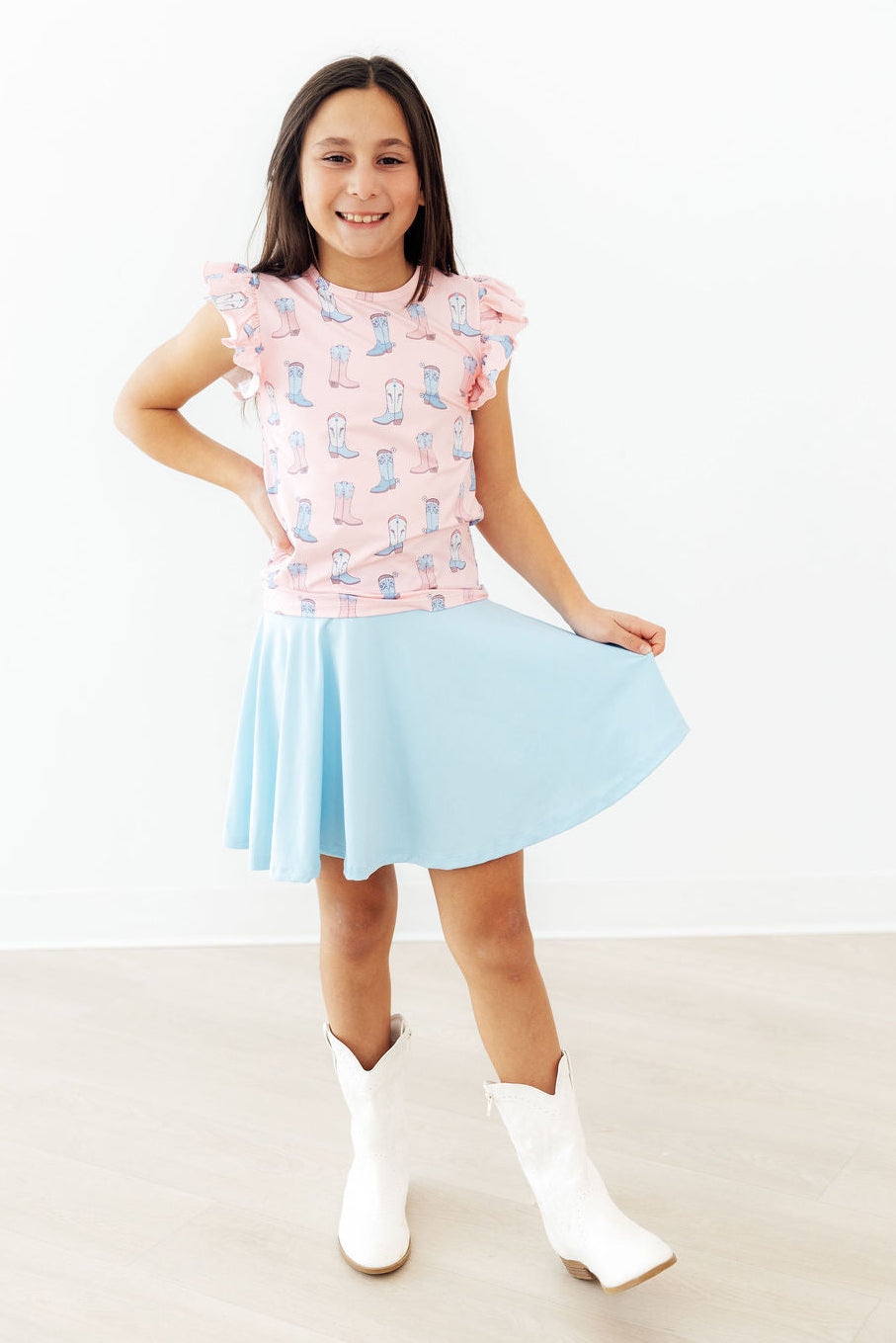 Mila & Rose Ribbons & Rodeos S/S Rüschen-T-Shirt | Polyester/Spandex | Mädchen 12M–9/10