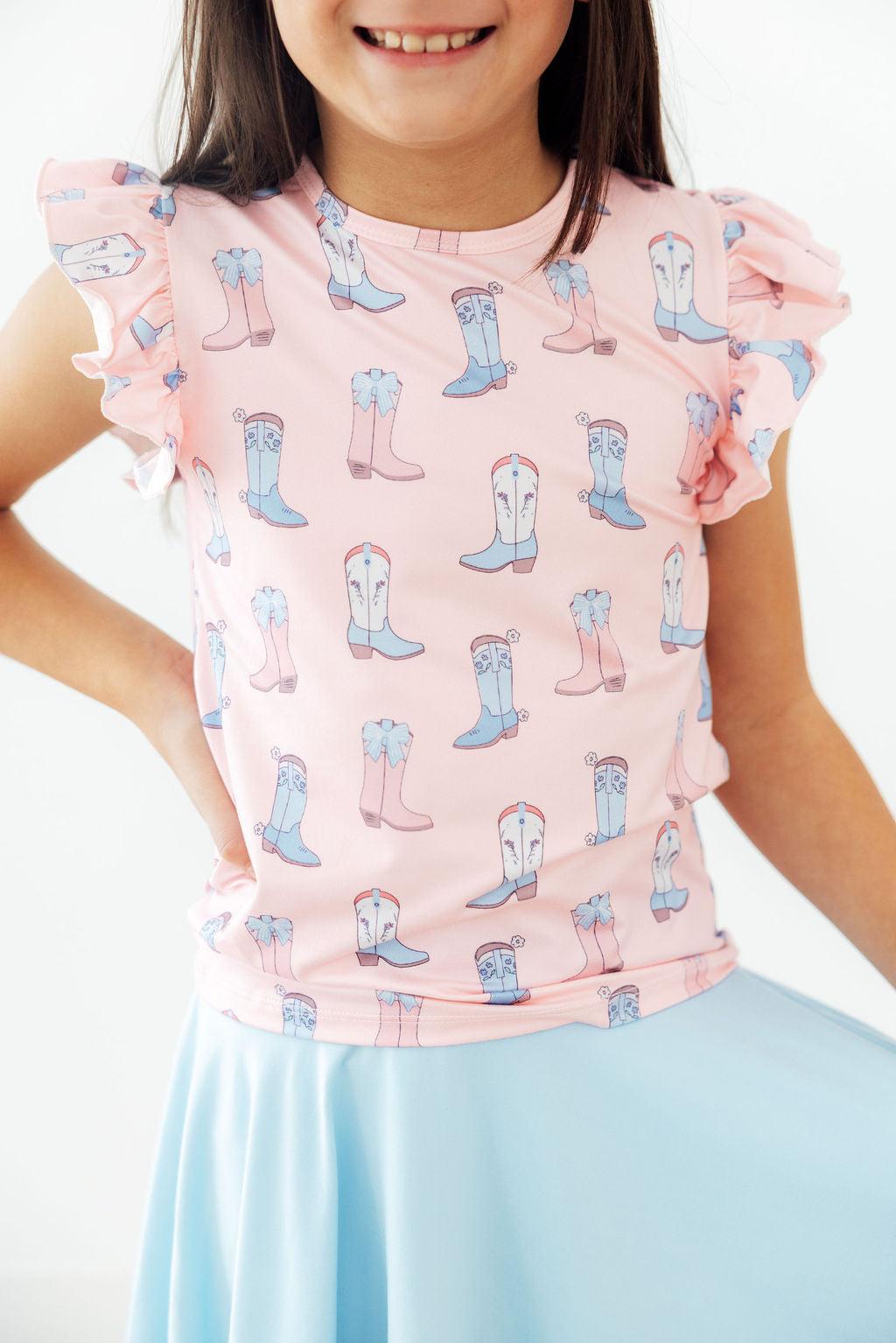 Mila & Rose Ribbons & Rodeos S/S Rüschen-T-Shirt | Polyester/Spandex | Mädchen 12M–9/10