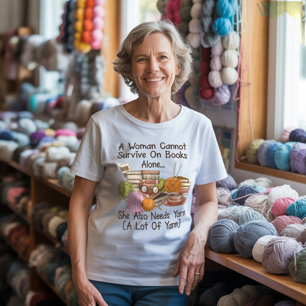 Books & Yarn Lover T-Shirt | Cozy Cotton Tee for Readers & Crafters