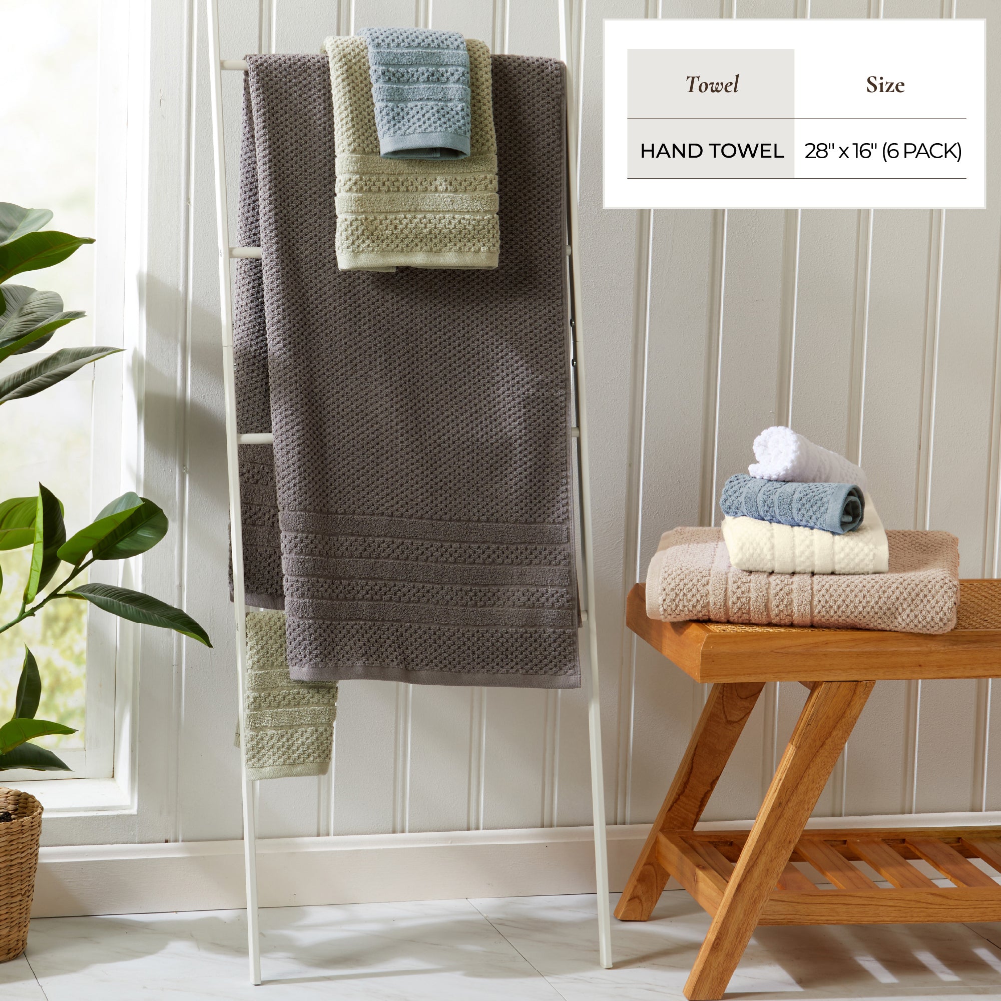 Checkered Jacquard Bath Towel Set — Modern Woven Texture | Solid Color