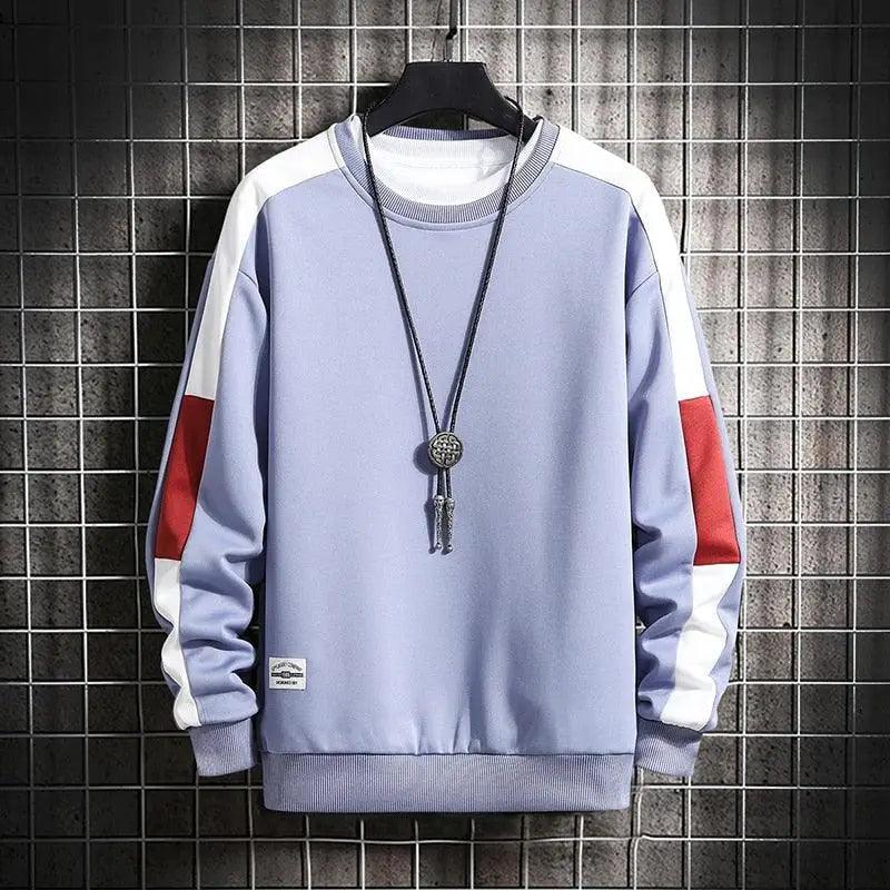 Men's Color Block Patchwork Sweatshirt | Long Sleeve Pullover