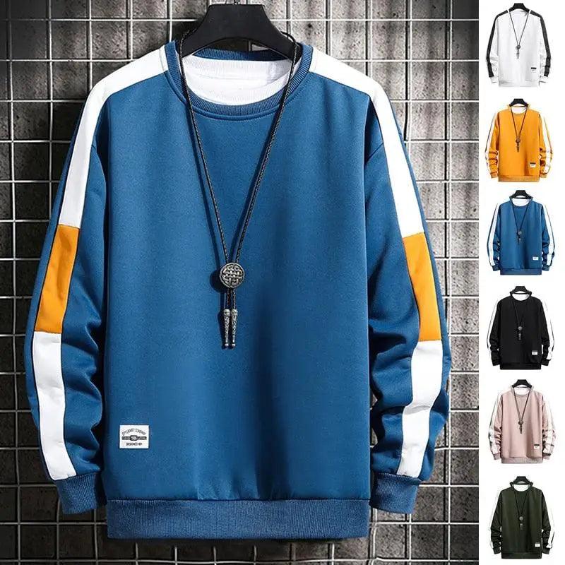 Men's Color Block Patchwork Sweatshirt | Long Sleeve Pullover