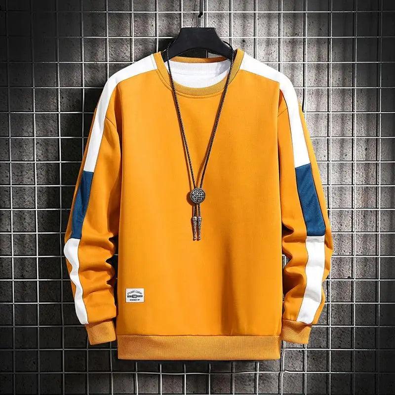 Men's Color Block Patchwork Sweatshirt | Long Sleeve Pullover