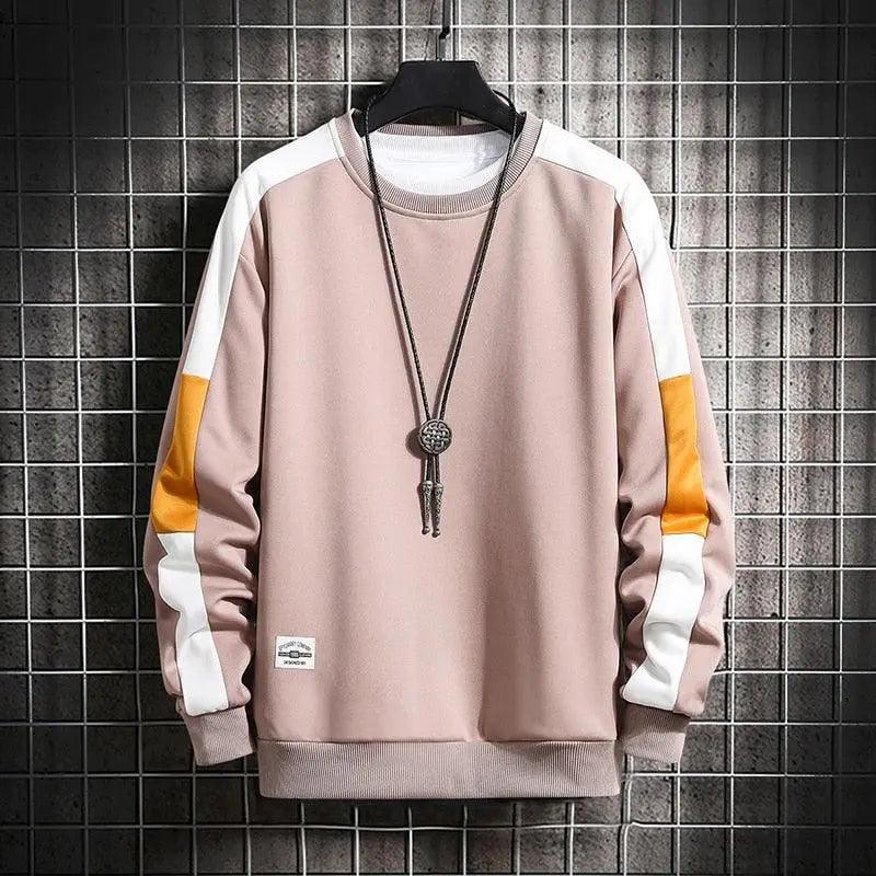 Men's Color Block Patchwork Sweatshirt | Long Sleeve Pullover