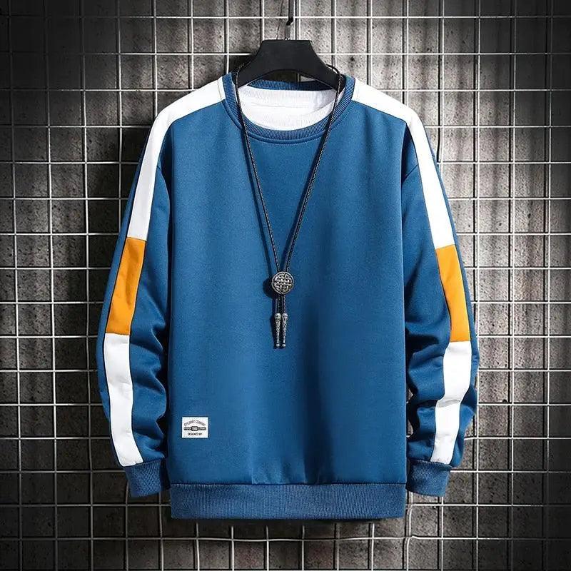Men's Color Block Patchwork Sweatshirt | Long Sleeve Pullover