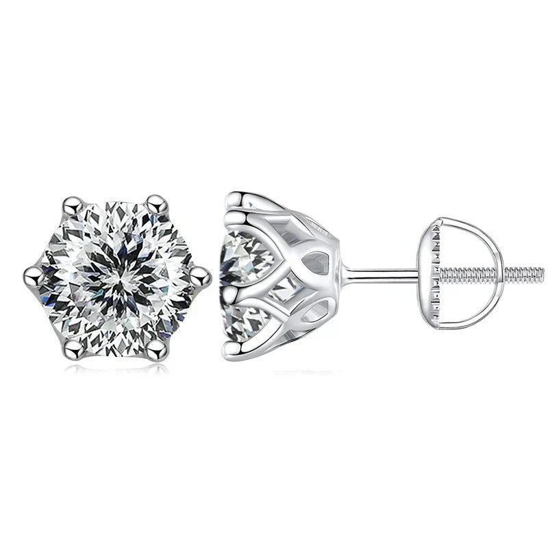 Diamond stud earrings on a white background