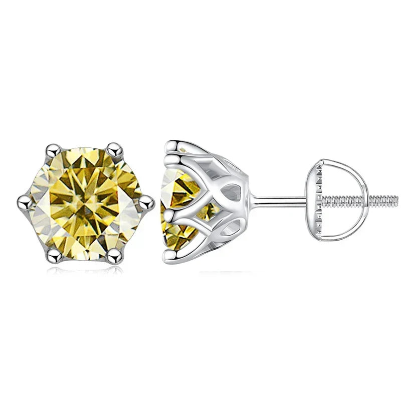Yellow gemstone stud earrings on a white background