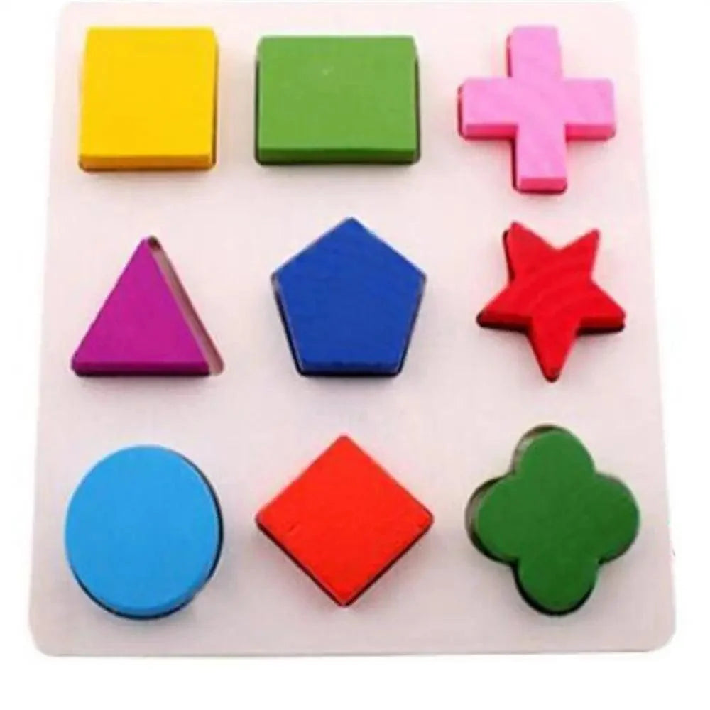 Set of colorful geometric shape erasers on a white background