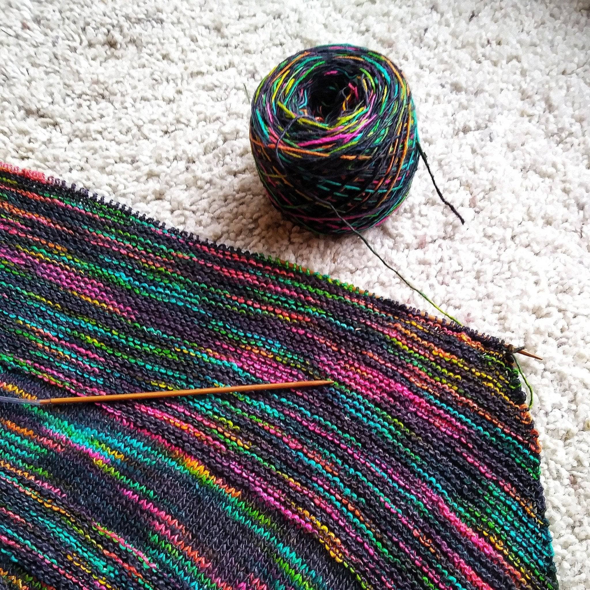 Neon Pop Shawl Knitting Pattern | Easy Colorful Lace Weight Knit Shawl
