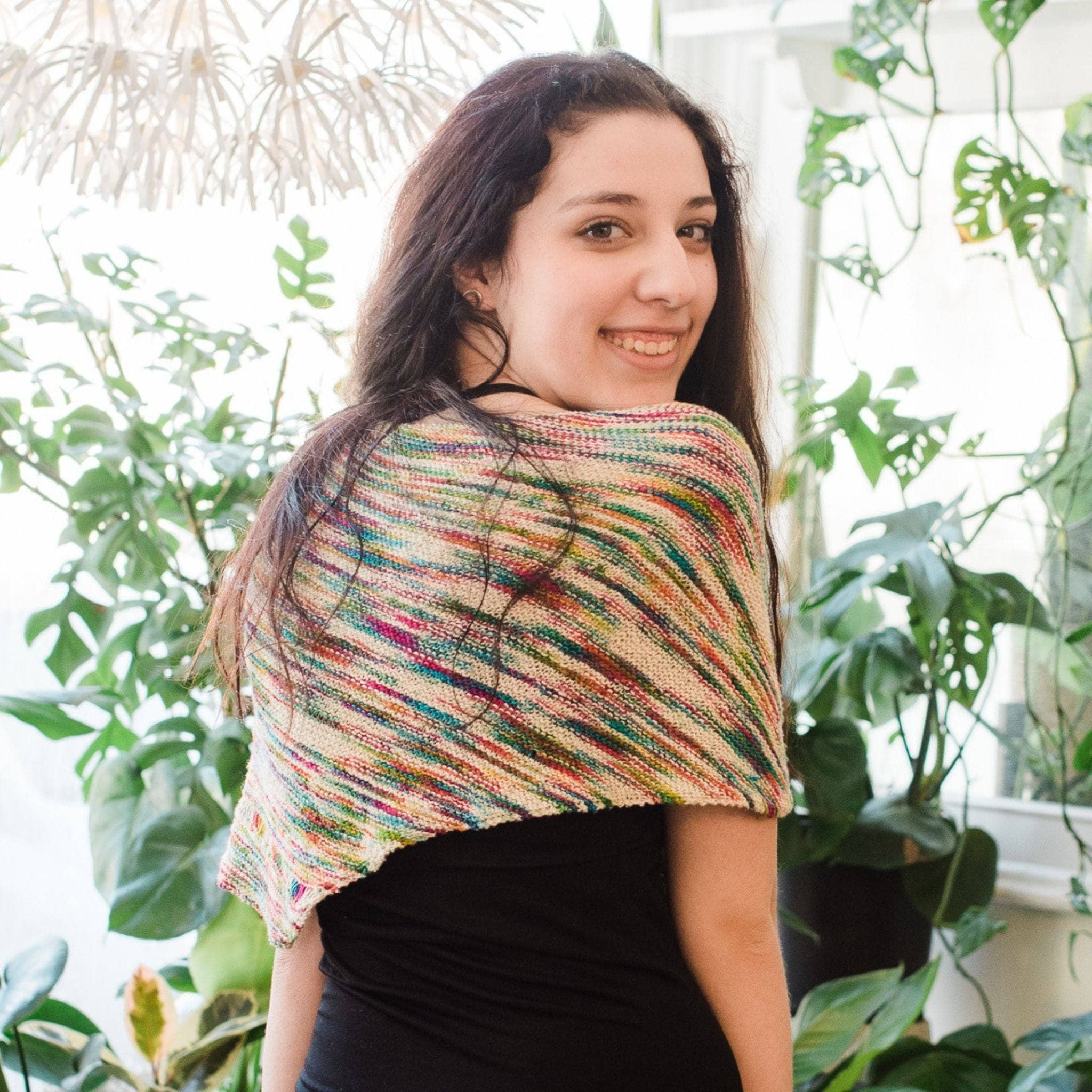 Neon Pop Shawl Knitting Pattern | Easy Colorful Lace Weight Knit Shawl