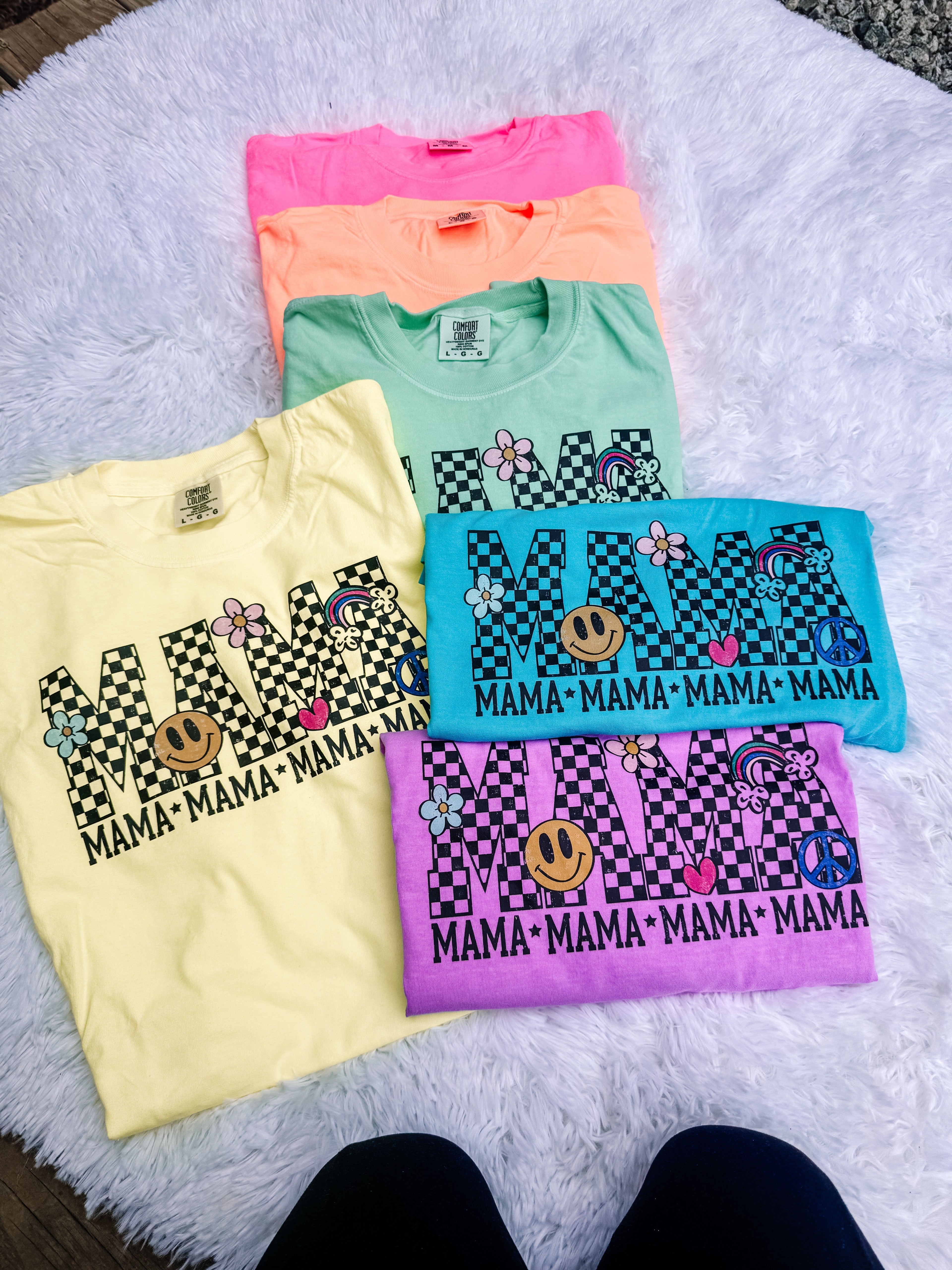 Neon Mama Checkered Comfort Colors Graphic Tee
