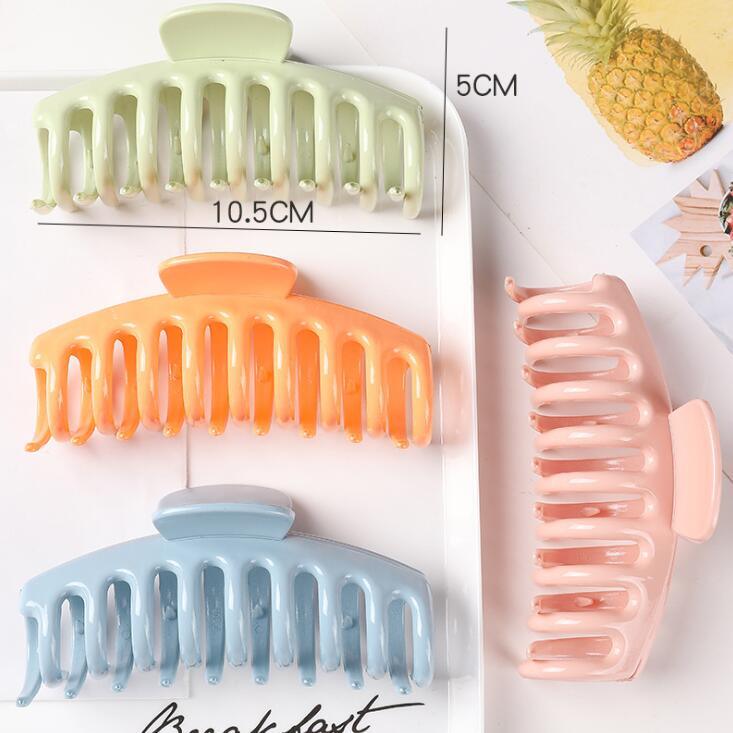 Set of four colorful hair clips on a white background with a pineapple and text overlay.