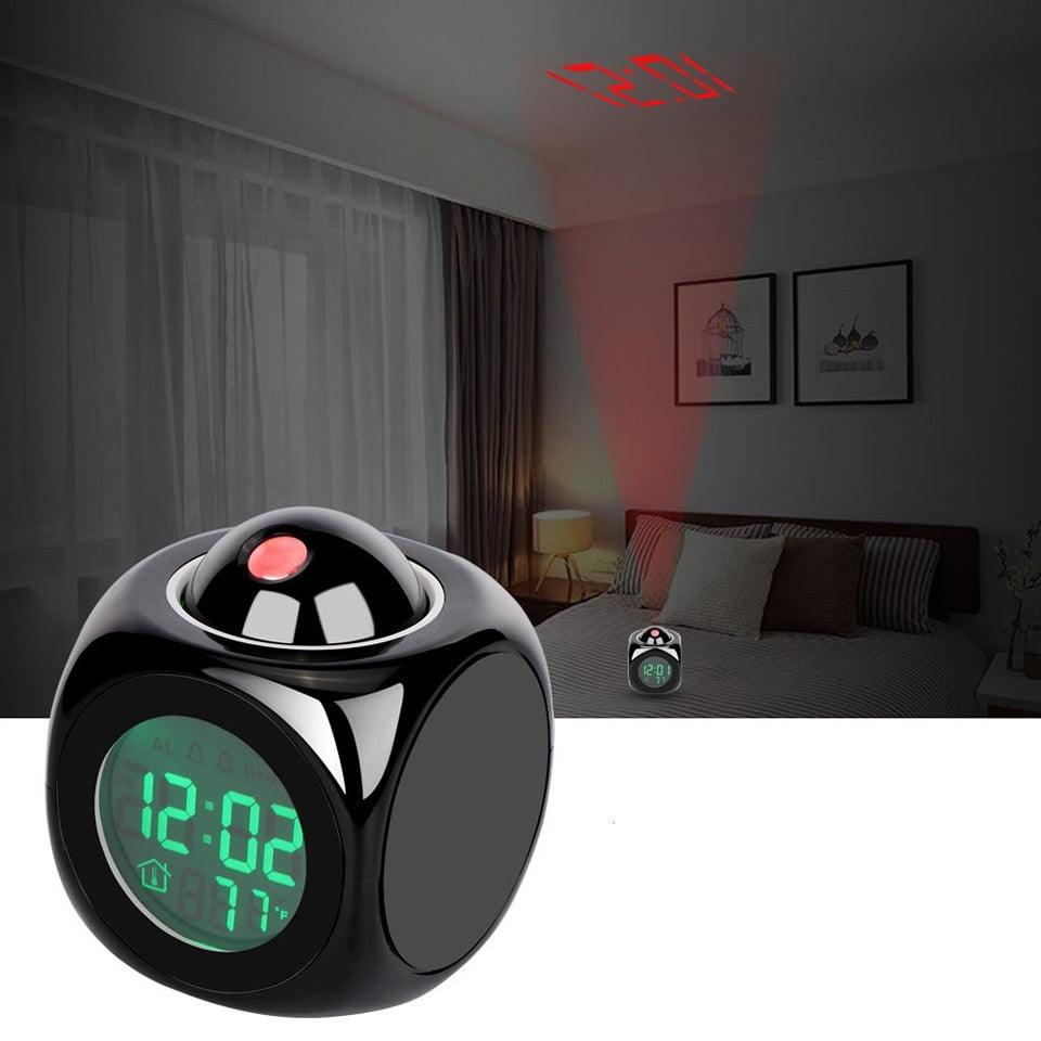 180° Projection Alarm Clock | LED Ceiling & Wall Time Projector with Alarm, Snooze & Temperature