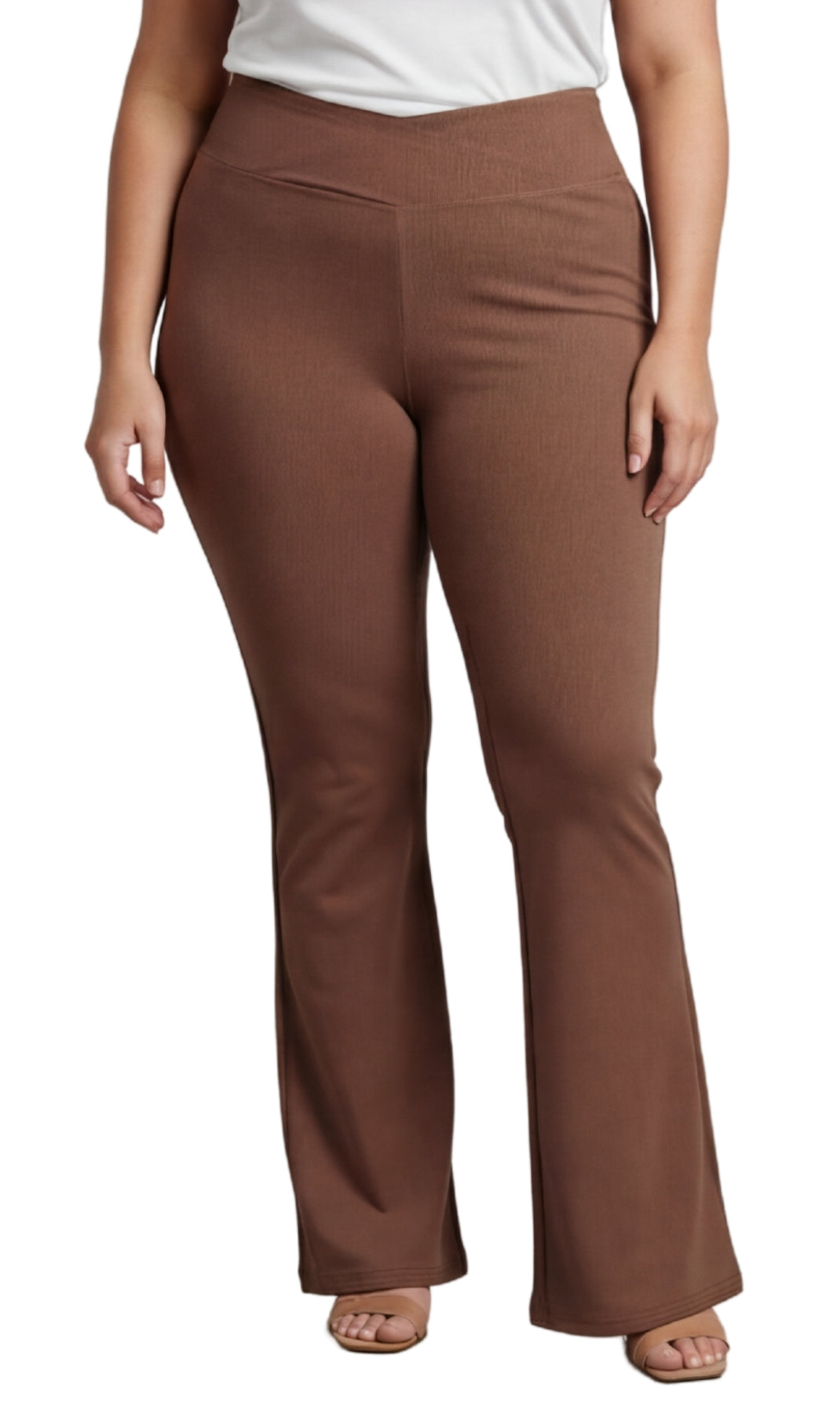 Damen-Bootcut-Leggings aus Baumwoll-Stretch – überlappende Taille, ausgestellter Saum | Größeninklusiv