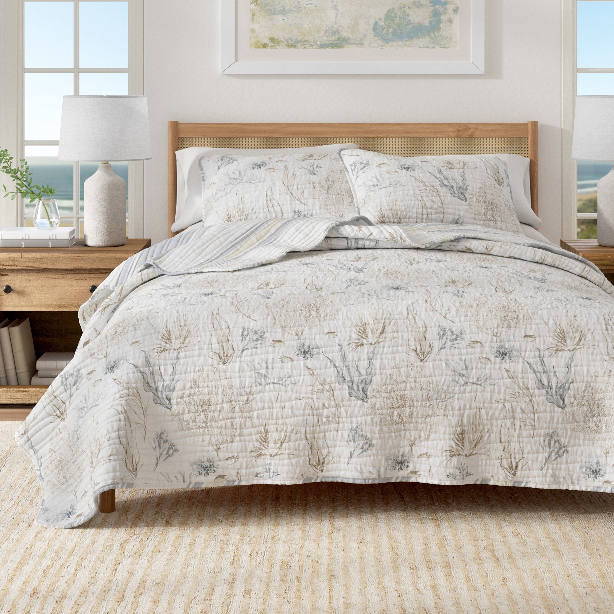 Coastal Elegance Quilt Set — Double-Brushed Microfiber | Refined Seaside Style