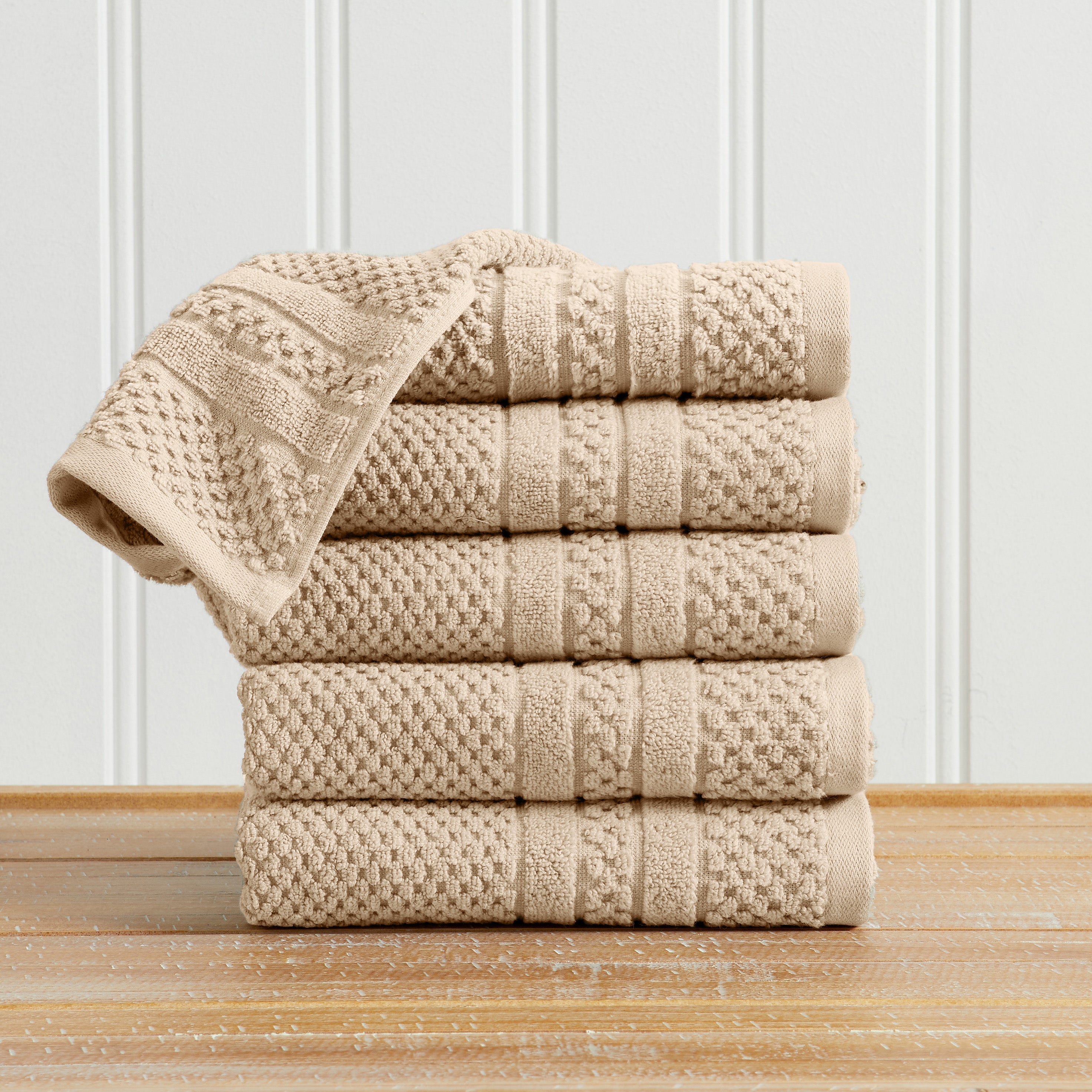 Checkered Jacquard Bath Towel Set — Modern Woven Texture | Solid Color