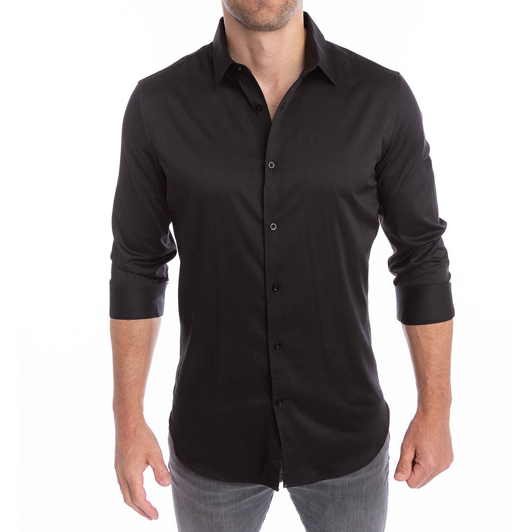goTIELESS® Ultimate Dress Shirt — Black | Wrinkle-Resistant Bamboo Stretch