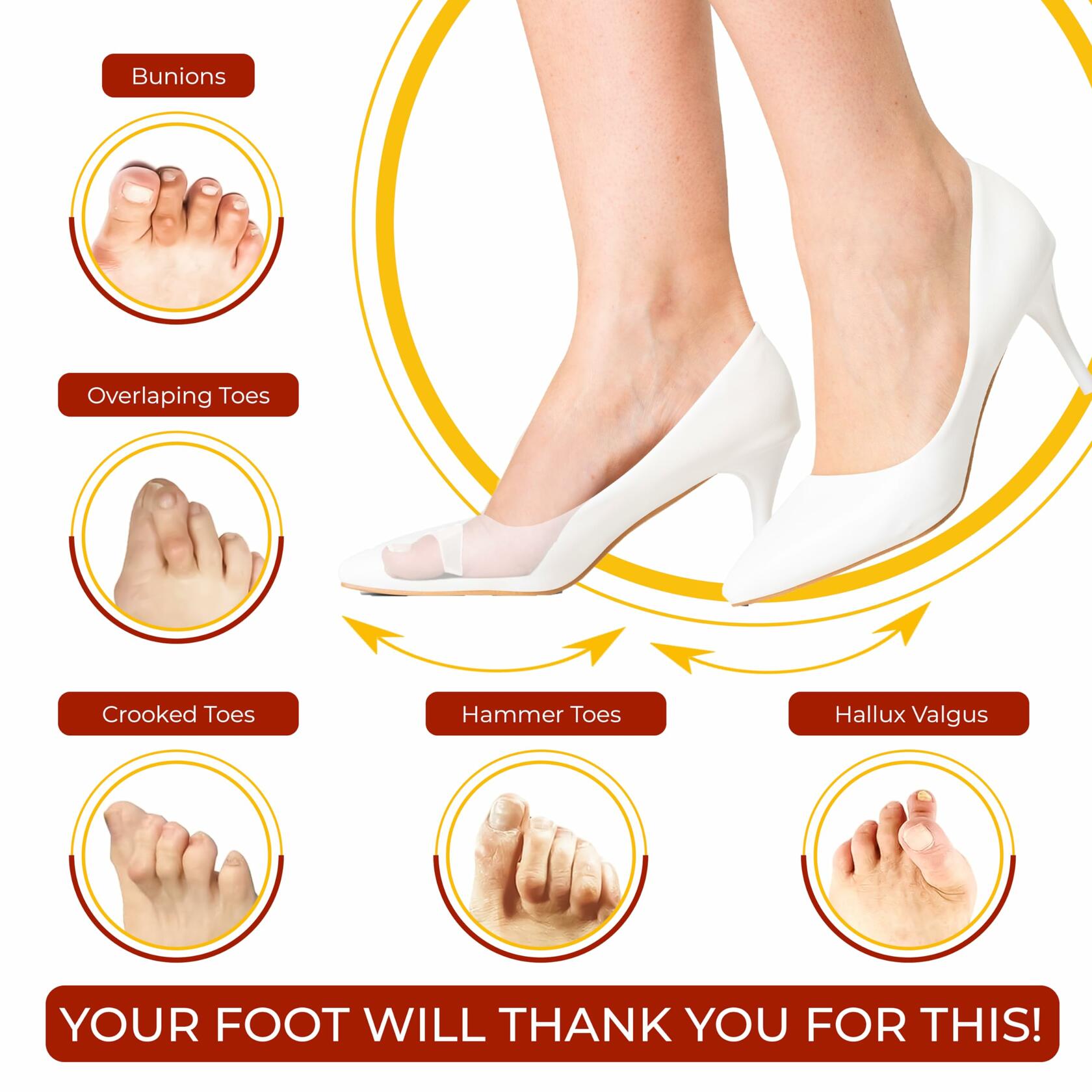 Medical-Grade Gel Toe Spacers | Bunion, Hammer Toe & Hallux Valgus Relief