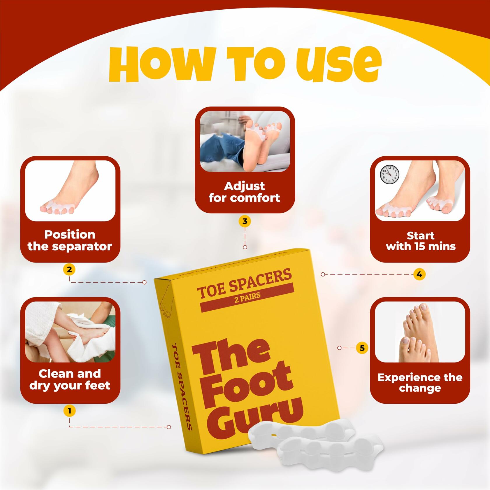 Medical-Grade Gel Toe Spacers | Bunion, Hammer Toe & Hallux Valgus Relief
