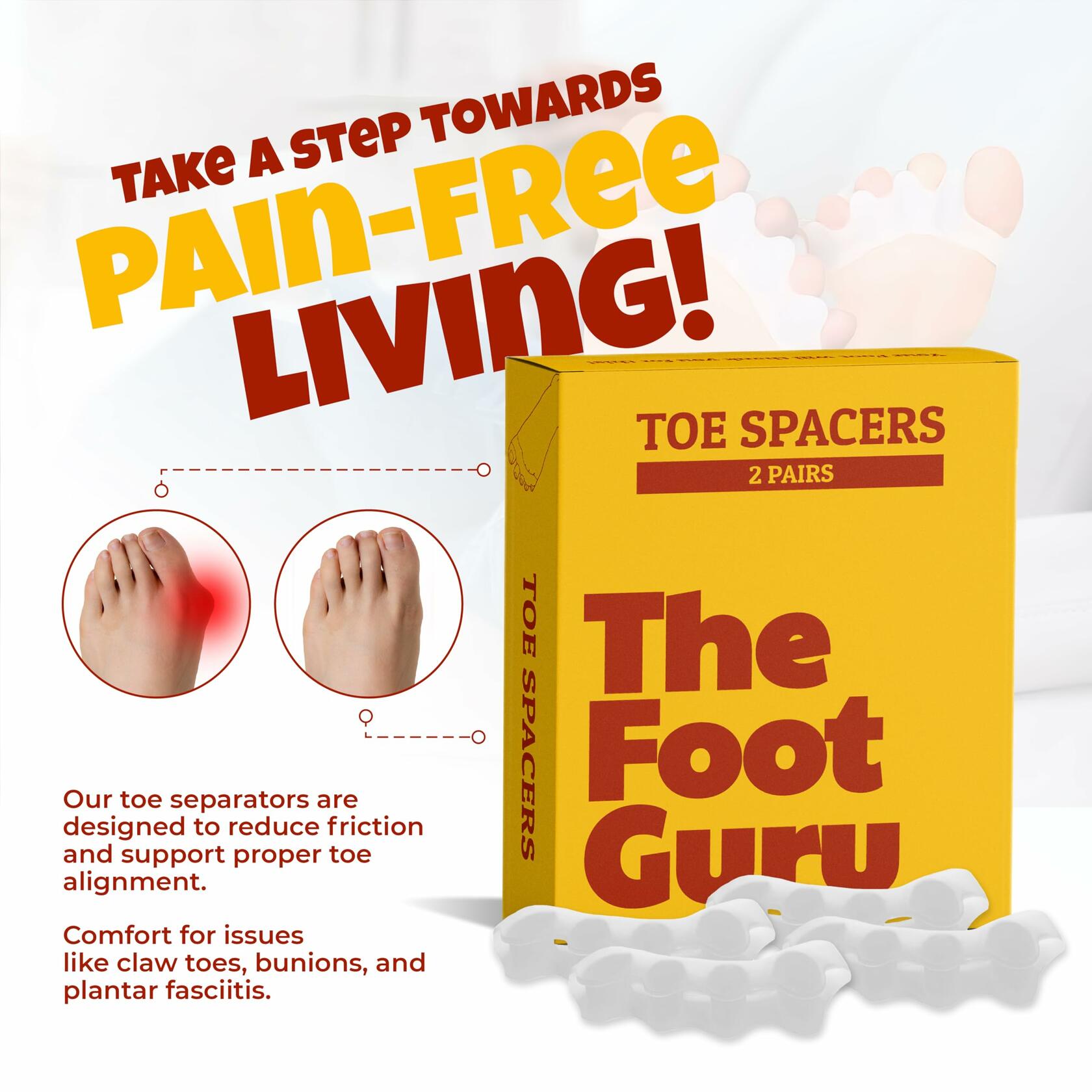 Medical-Grade Gel Toe Spacers | Bunion, Hammer Toe & Hallux Valgus Relief