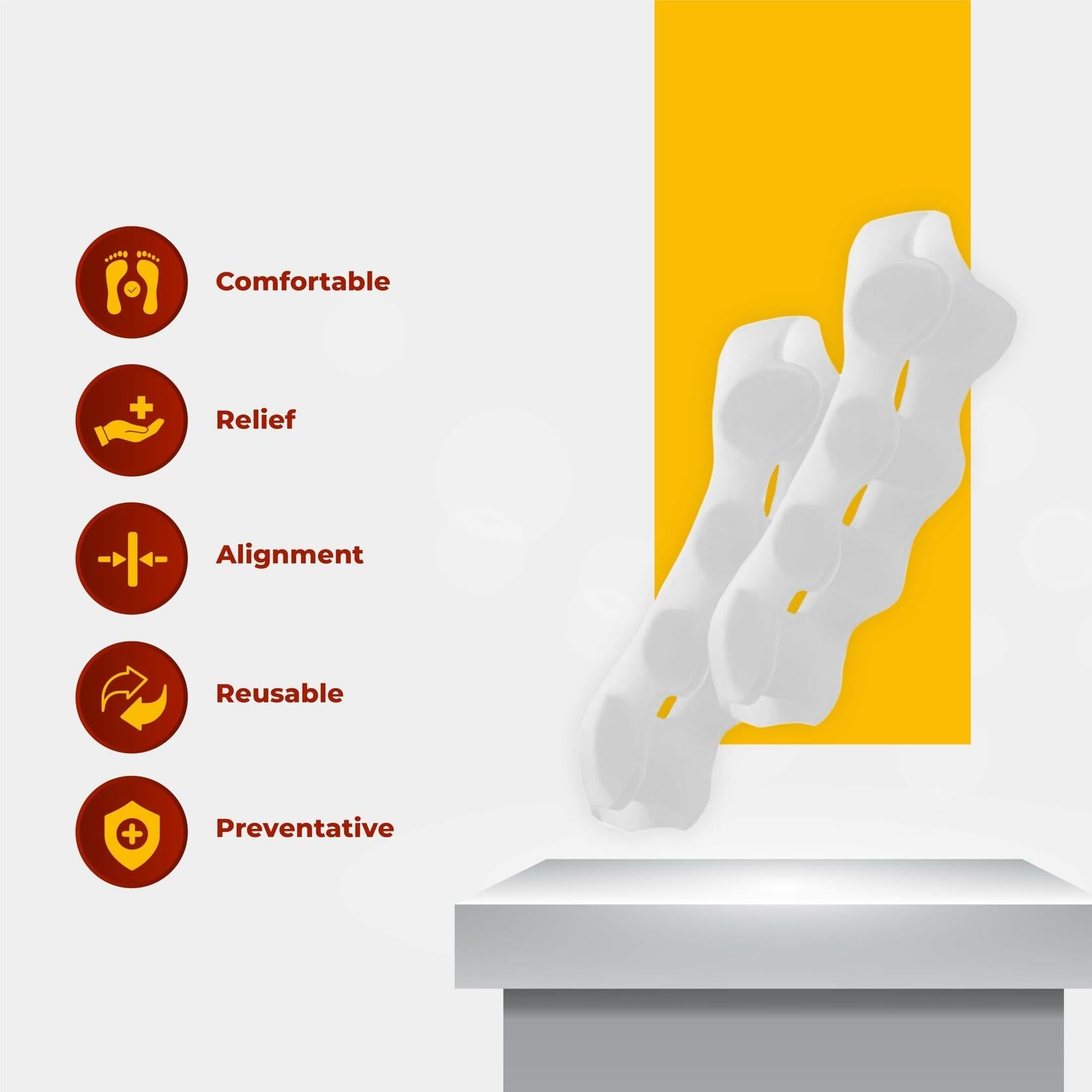 Medical-Grade Gel Toe Spacers | Bunion, Hammer Toe & Hallux Valgus Relief