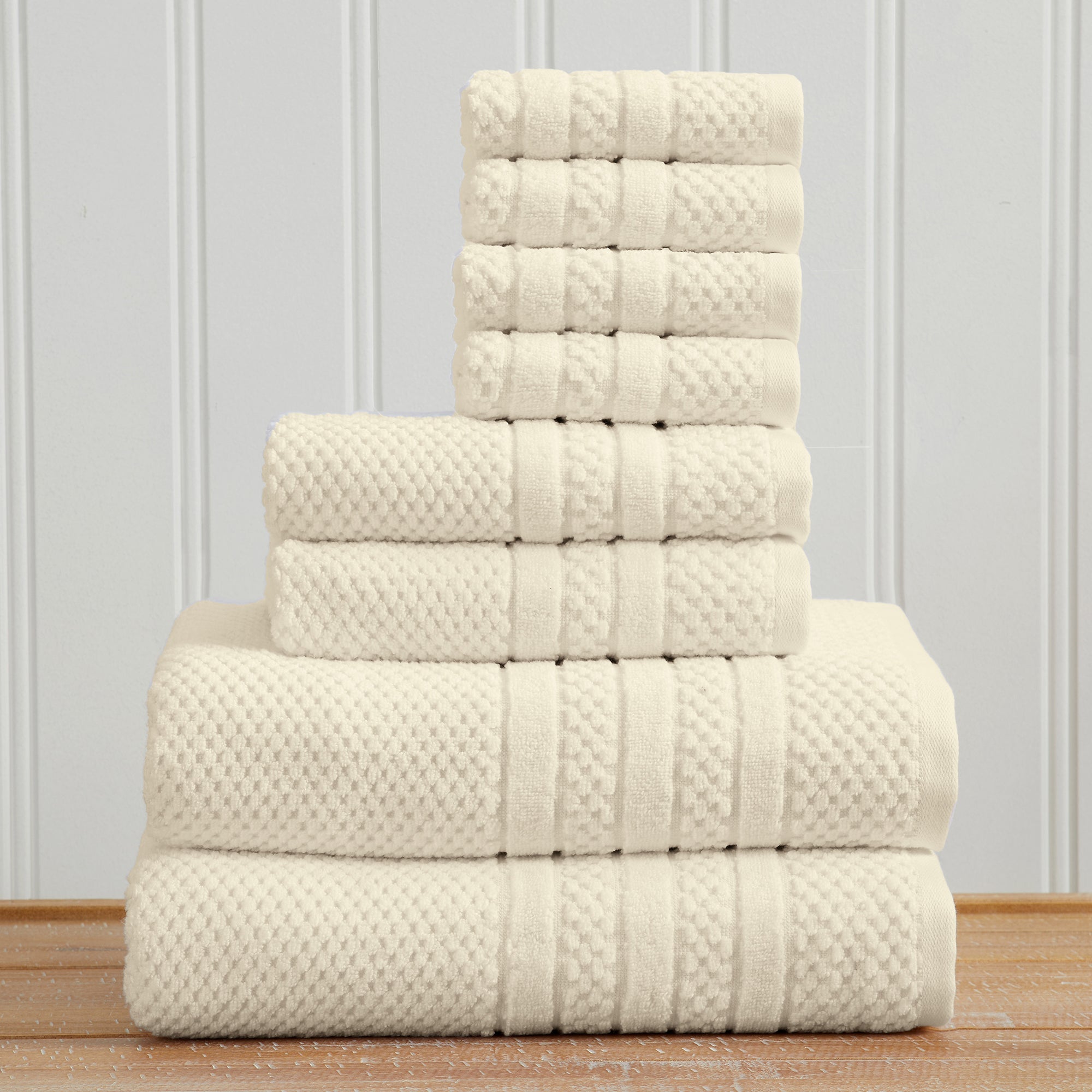 Checkered Jacquard Bath Towel Set — Modern Woven Texture | Solid Color