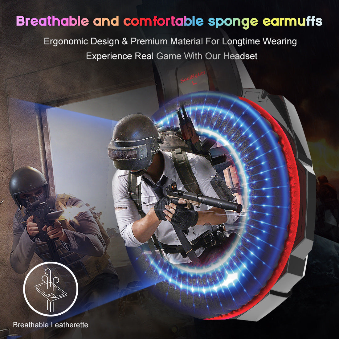 SoulBytes S9 Gaming Headset | Stereo Surround Sound with Noise-Canceling Mic for PS4, Xbox, PC & More