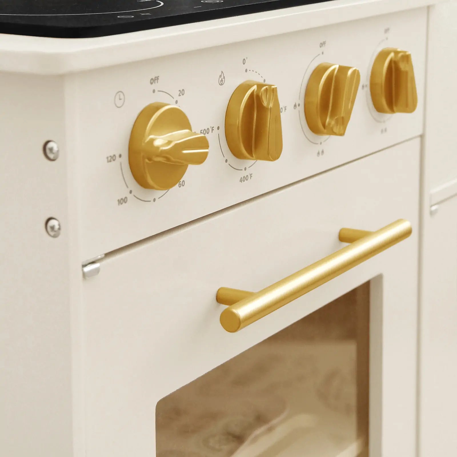 Luxurious Wooden Play Kitchen – Cream | Kids Pretend Play Chef Set
