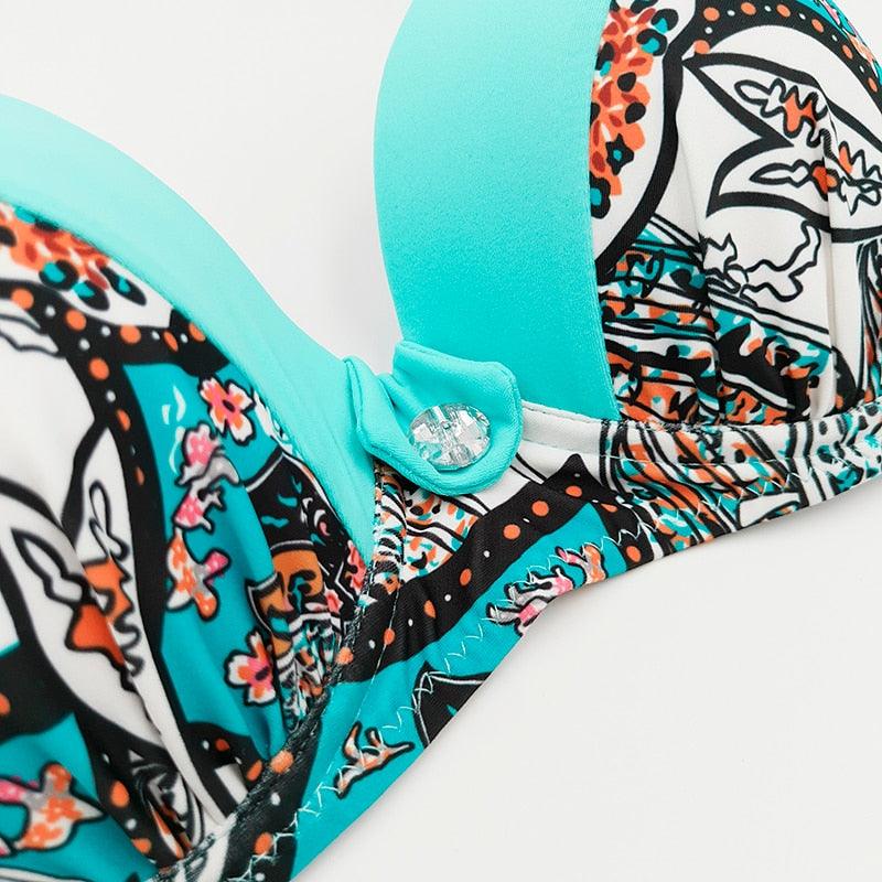 Women's High-Waist Bikini Set — Push-Up Top, Boy Shorts | 21 Colors | S–XXL