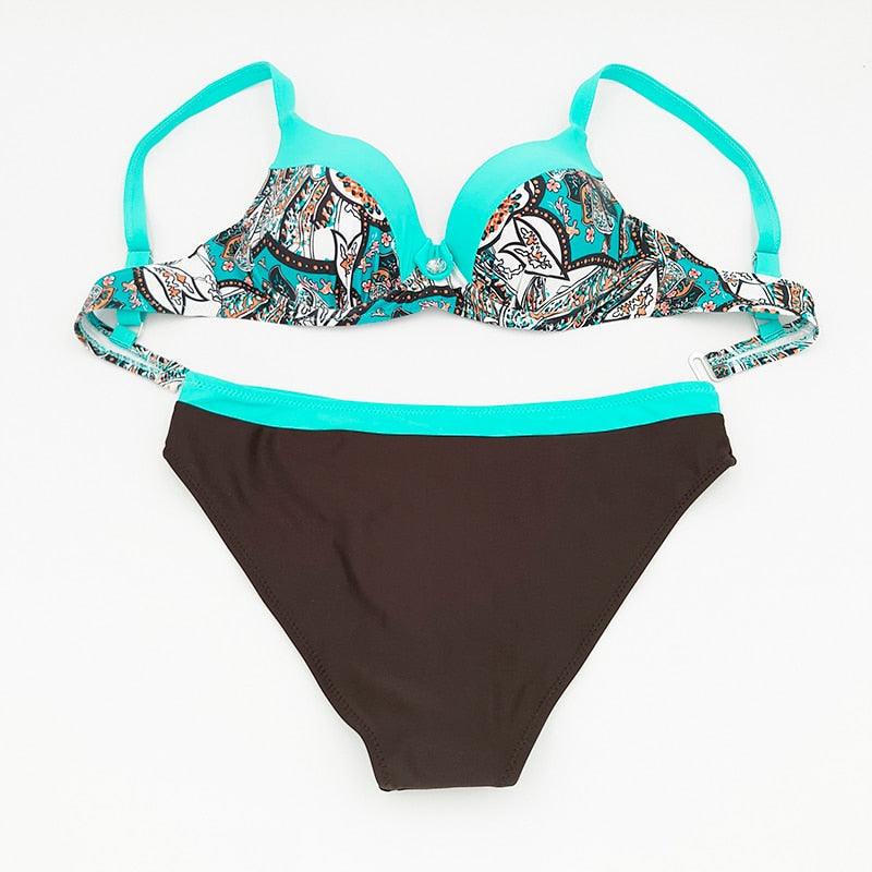 Women's High-Waist Bikini Set — Push-Up Top, Boy Shorts | 21 Colors | S–XXL