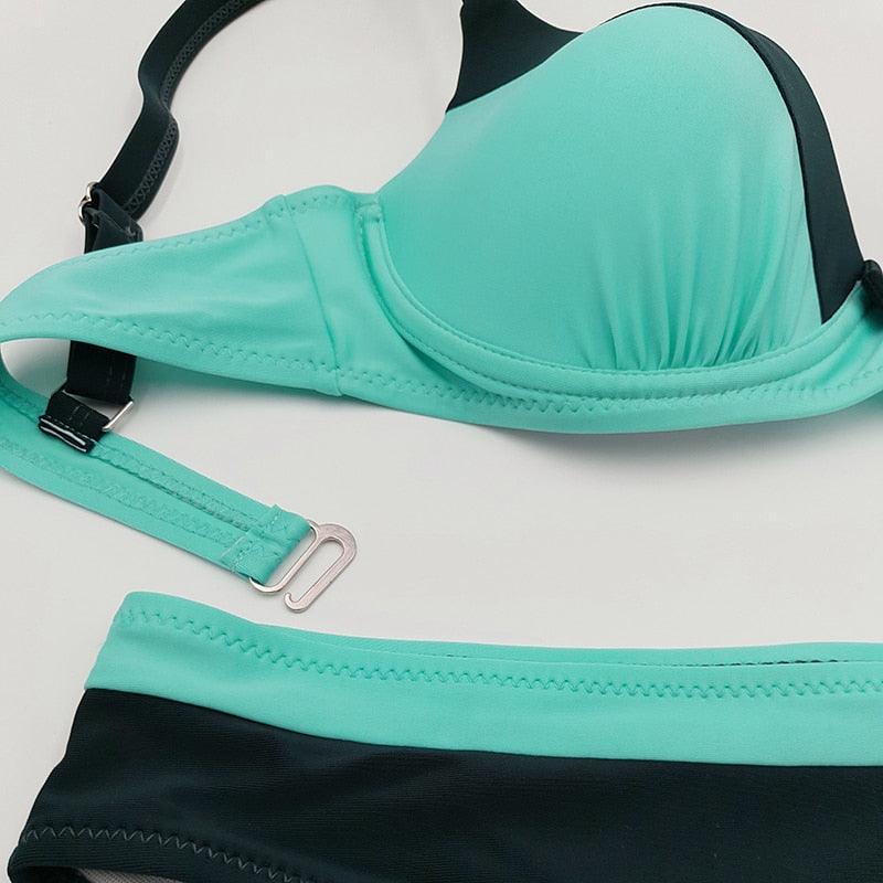 Women's High-Waist Bikini Set — Push-Up Top, Boy Shorts | 21 Colors | S–XXL