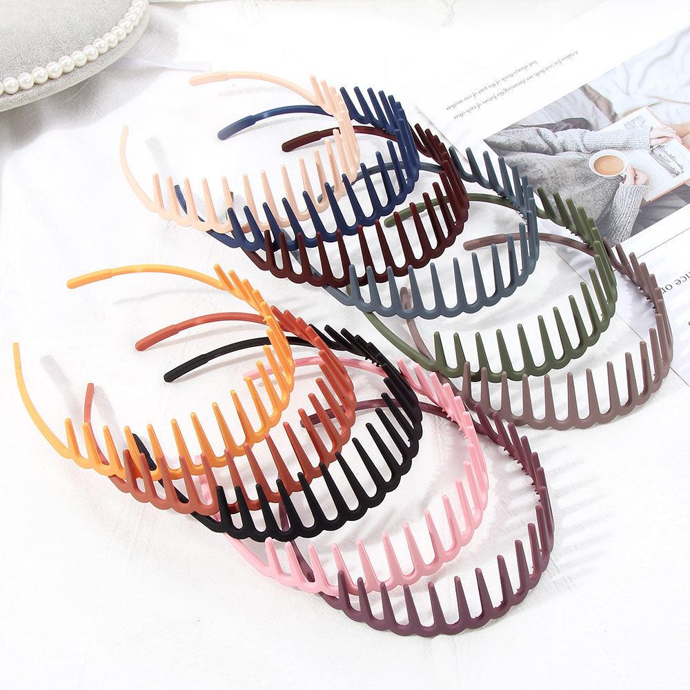 Solid Color Resin Hair Comb Headband for Women – Wave Grip Hairband | 20 Color Options