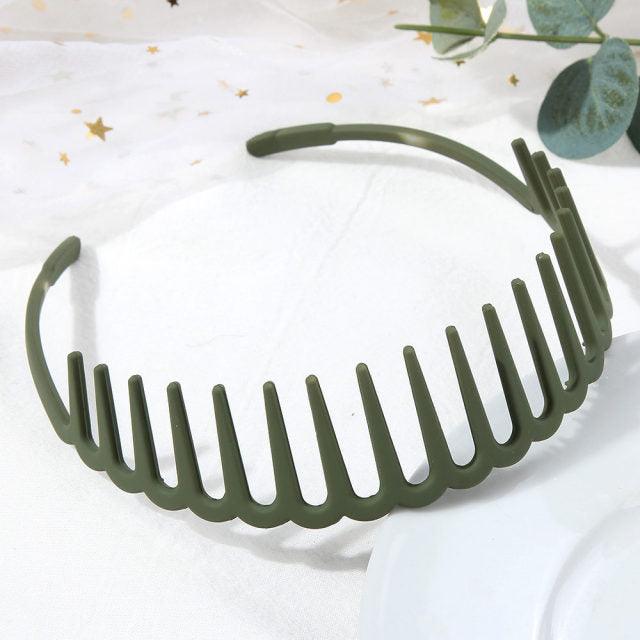 Solid Color Resin Hair Comb Headband for Women – Wave Grip Hairband | 20 Color Options