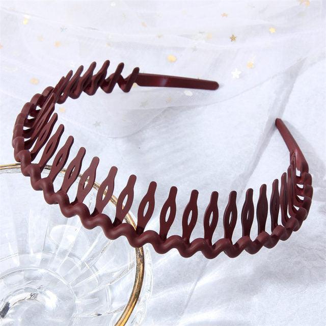 Solid Color Resin Hair Comb Headband for Women – Wave Grip Hairband | 20 Color Options