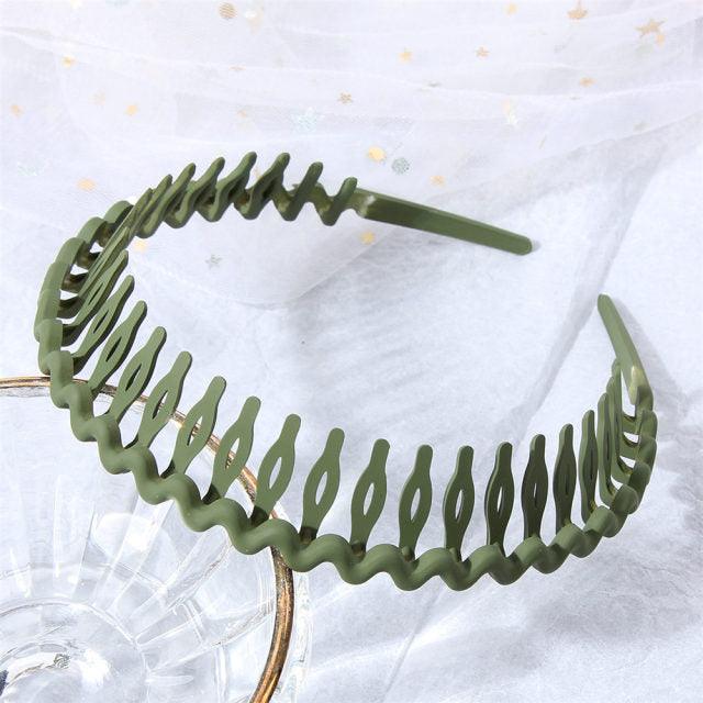 Solid Color Resin Hair Comb Headband for Women – Wave Grip Hairband | 20 Color Options