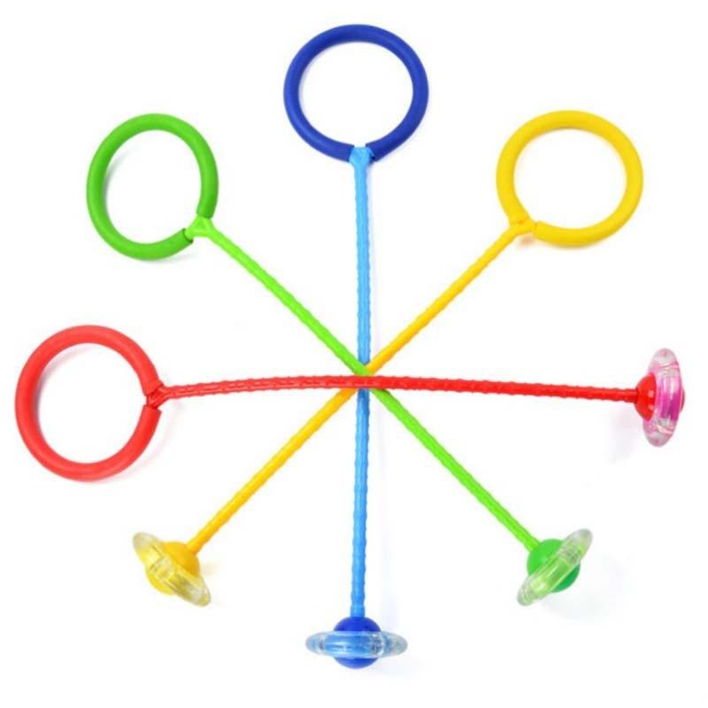 Colorful rubber band hoppers on a white background