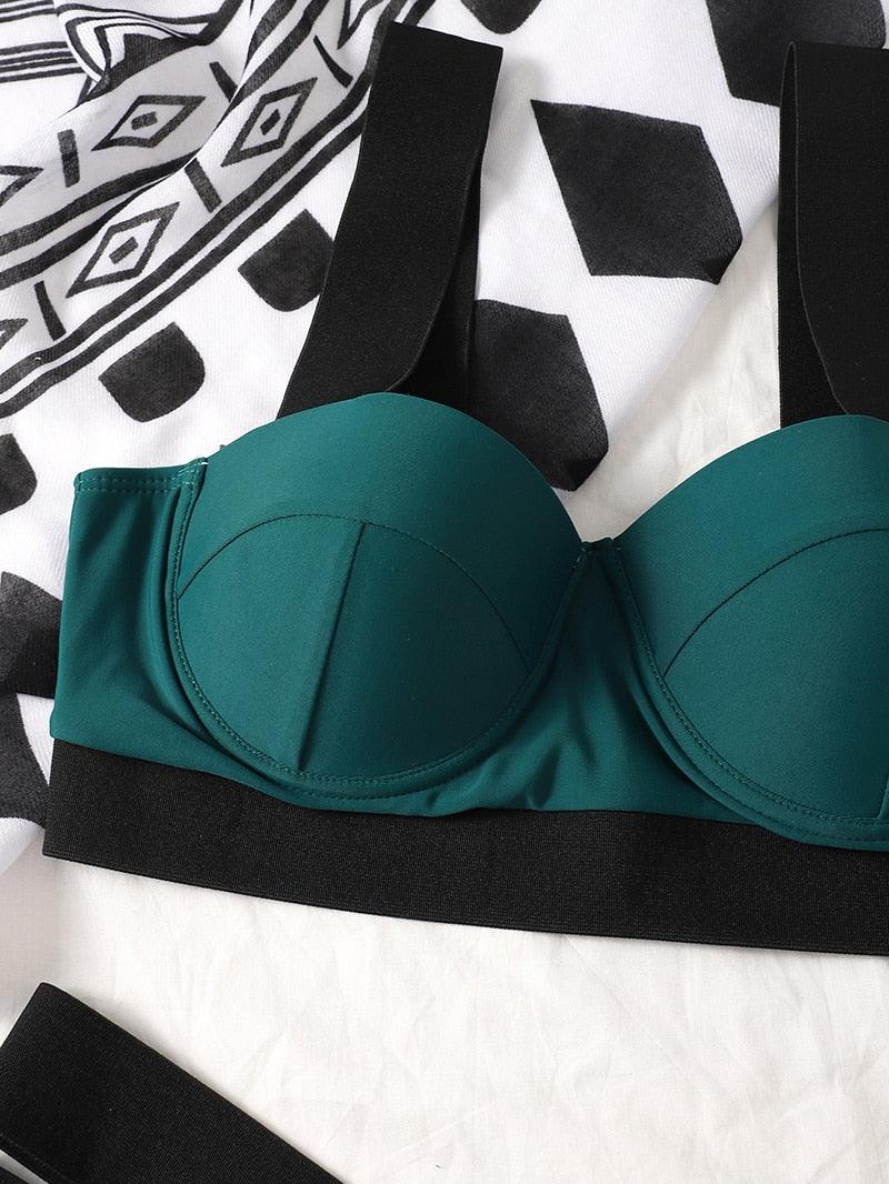 Women's Neon Patchwork Push-Up Bikini Set | 2-Piece Cutout Swimsuit | STEVVEX Fashion