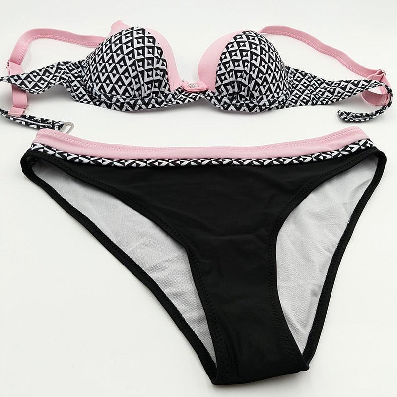 Women's High-Waist Bikini Set — Push-Up Top, Boy Shorts | 21 Colors | S–XXL