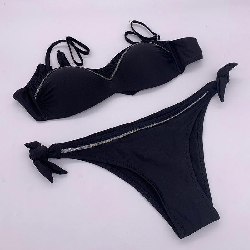 Women's High-Waist Bikini Set — Push-Up Top, Boy Shorts | 21 Colors | S–XXL