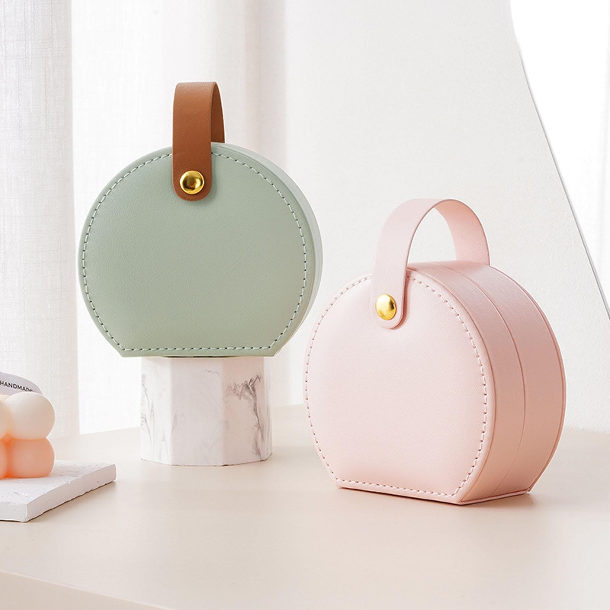 Mini Travel Jewelry Box Organizer – PU Leather | Compact Ring & Earring Case