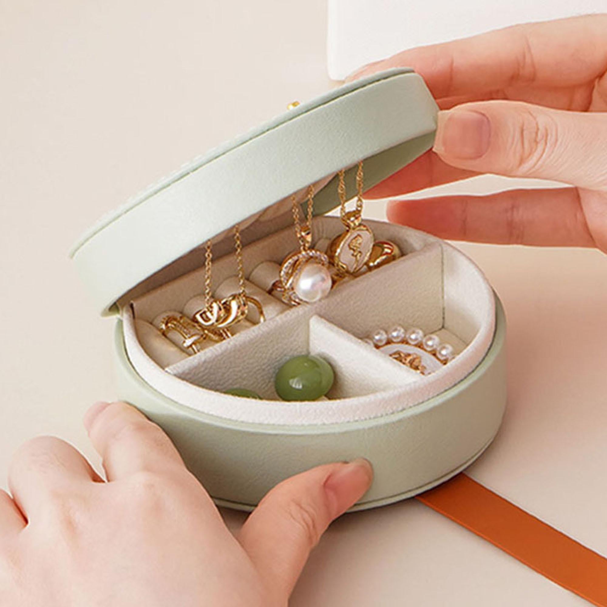 Mini Travel Jewelry Box Organizer – PU Leather | Compact Ring & Earring Case
