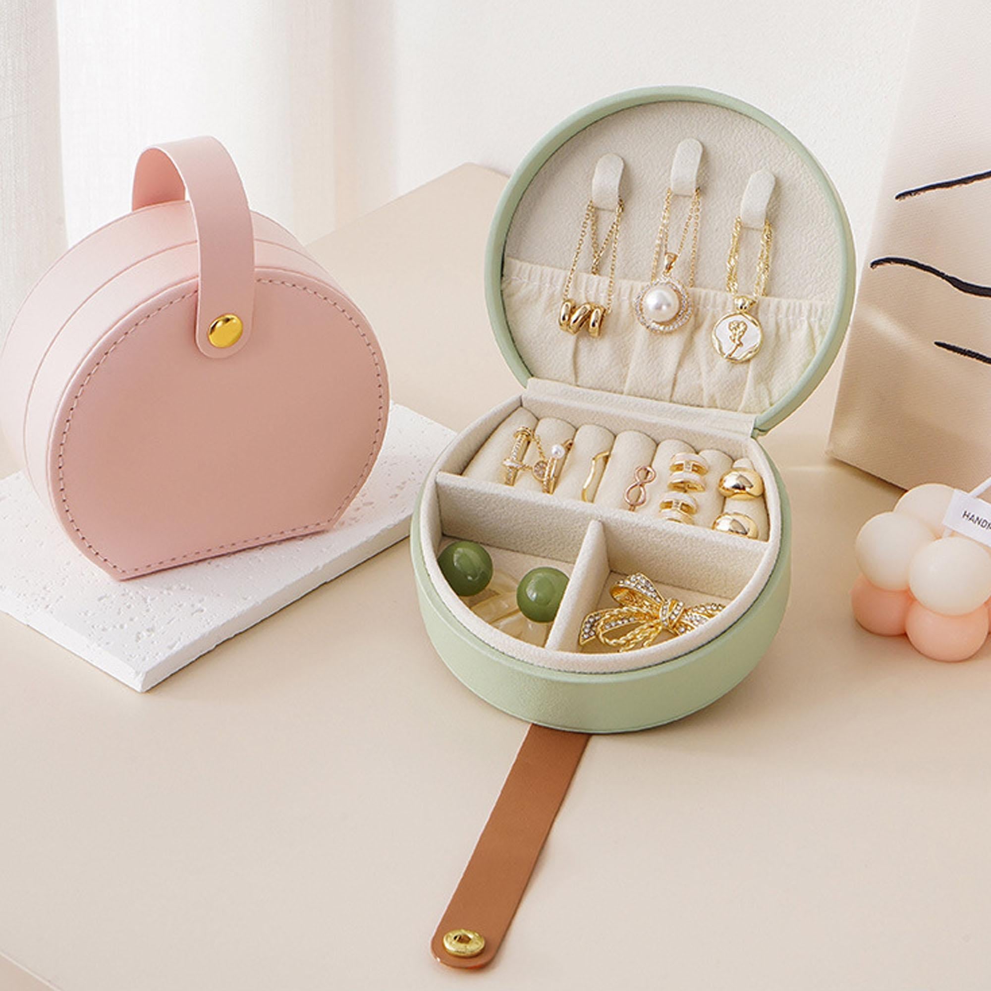 Mini Travel Jewelry Box Organizer – PU Leather | Compact Ring & Earring Case