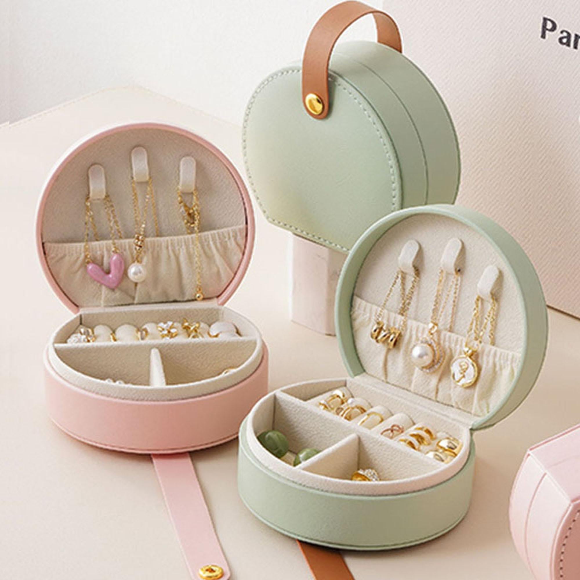 Mini Travel Jewelry Box Organizer – PU Leather | Compact Ring & Earring Case