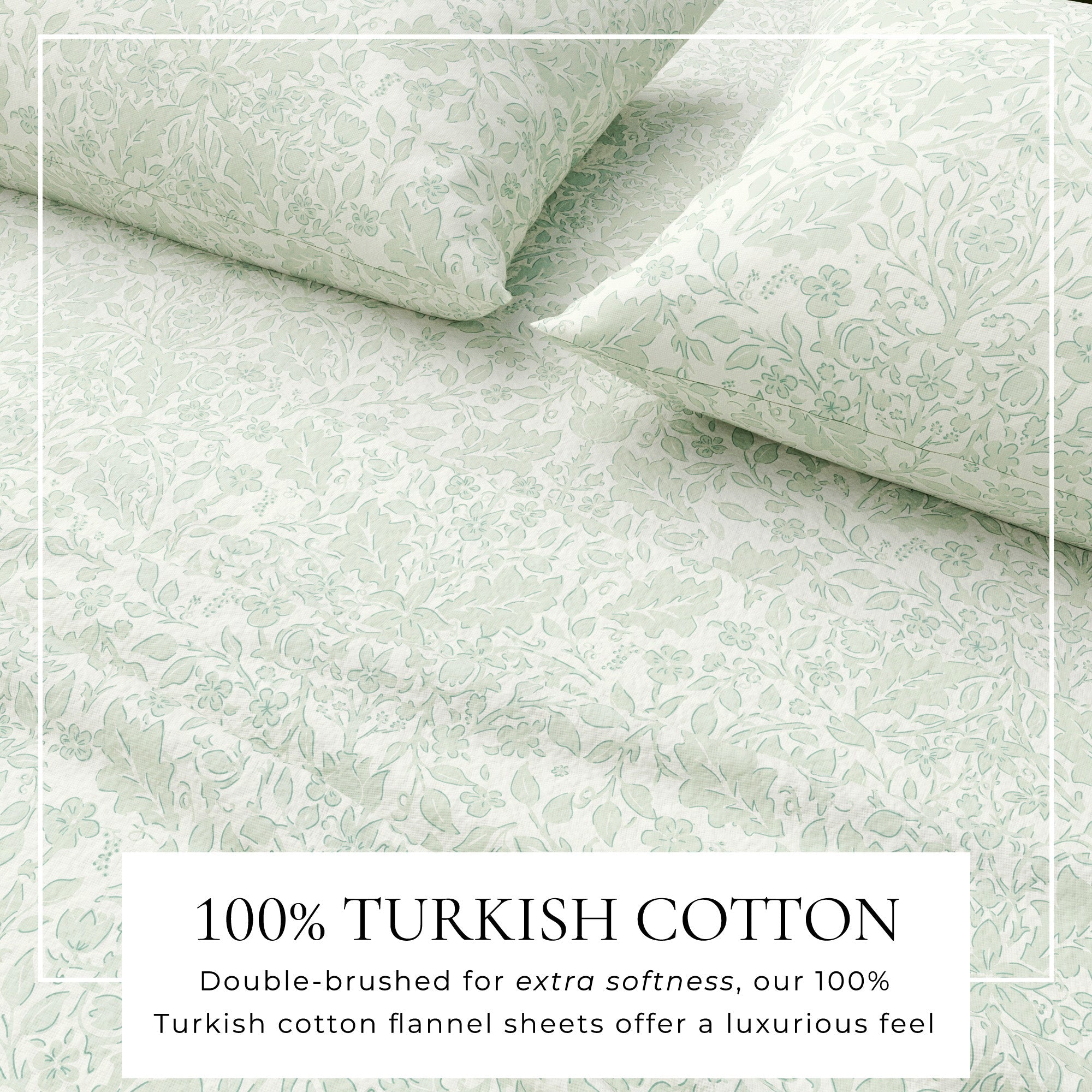 Turkish Cotton Flannel Sheet Set — Double-Brushed, Floral Print | OEKO-TEX® Certified